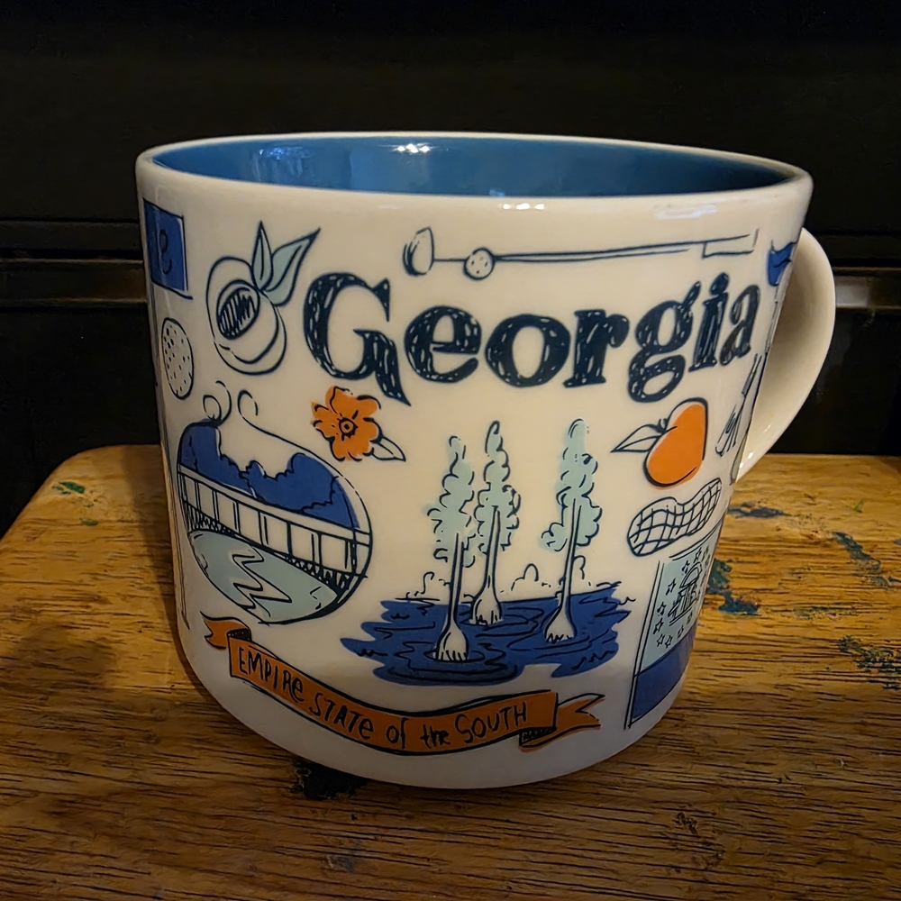 Starbucks Georgia Mug - Blue and Orange Design